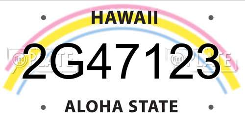 2G47123 Hawaii License Plate