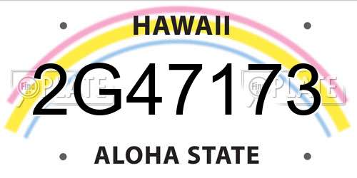 2G47173 Hawaii License Plate