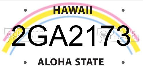 2GA2173 Hawaii License Plate