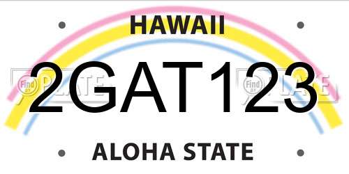 2GAT123 Hawaii License Plate
