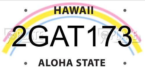 2GAT173 Hawaii License Plate