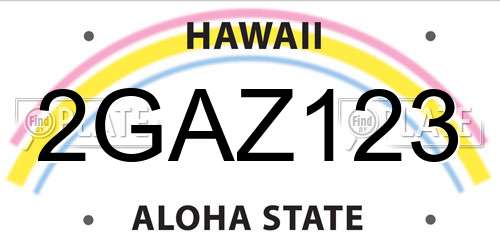 2GAZ123 Hawaii License Plate