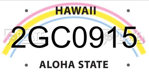2GC0915 Hawaii License Plate