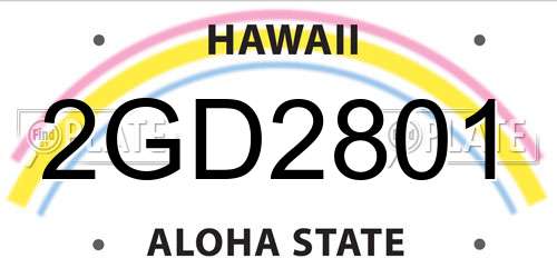 2GD2801 Hawaii License Plate