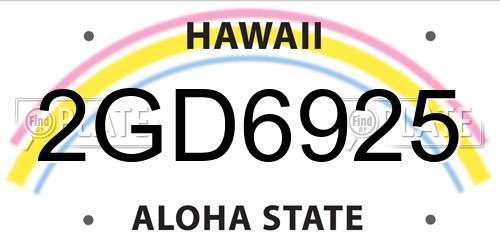 2GD6925 Hawaii License Plate