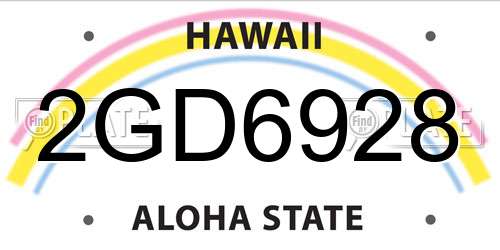 2GD6928 Hawaii License Plate