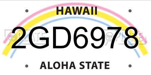 2GD6978 Hawaii License Plate