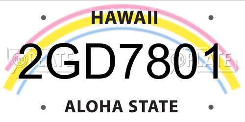 2GD7801 Hawaii License Plate