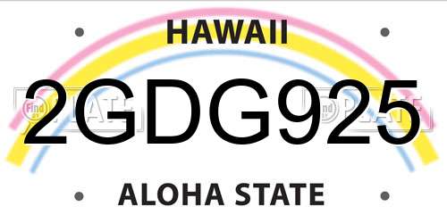 2GDG925 Hawaii License Plate