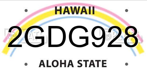 2GDG928 Hawaii License Plate