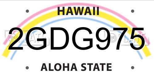 2GDG975 Hawaii License Plate