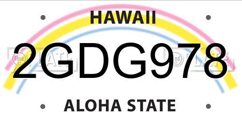 2GDG978 Hawaii License Plate