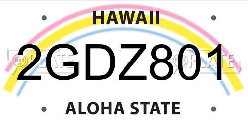 2GDZ801 Hawaii License Plate
