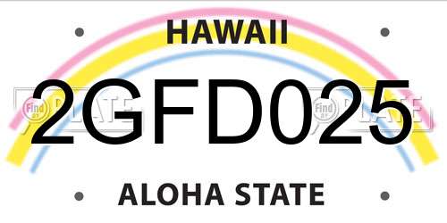 2GFD025 Hawaii License Plate