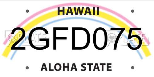 2GFD075 Hawaii License Plate