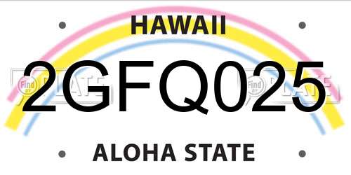 2GFQ025 Hawaii License Plate