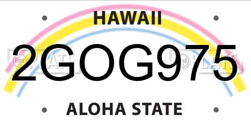 2GOG975 Hawaii License Plate