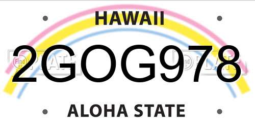 2GOG978 Hawaii License Plate