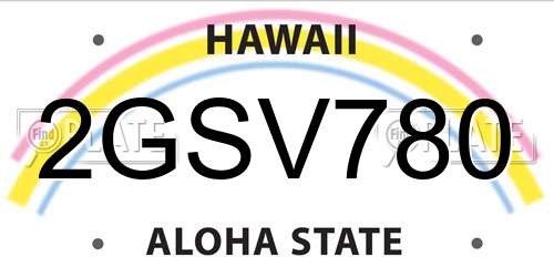 2GSV780 Hawaii License Plate