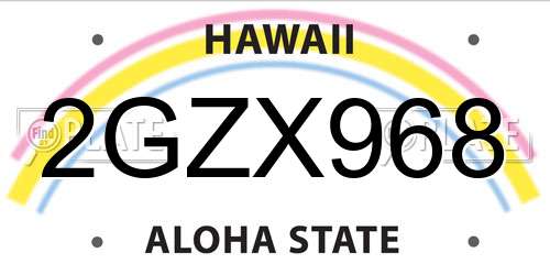 2GZX968 Hawaii License Plate