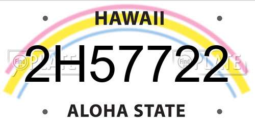 2H57722 Hawaii License Plate