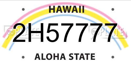 2H57777 Hawaii License Plate