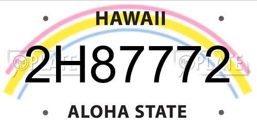 2H87772 Hawaii License Plate