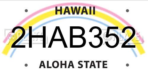 2HAB352 Hawaii License Plate