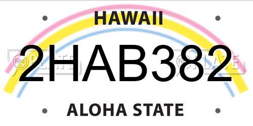 2HAB382 Hawaii License Plate