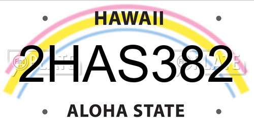 2HAS382 Hawaii License Plate