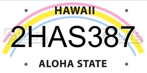 2HAS387 Hawaii License Plate