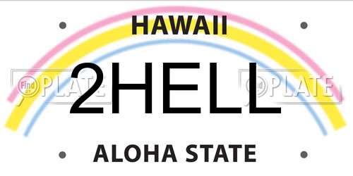 2HELL Hawaii License Plate