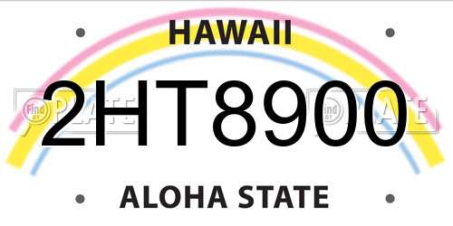 2HT8900 Hawaii License Plate