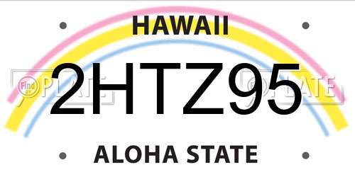2HTZ95 Hawaii License Plate