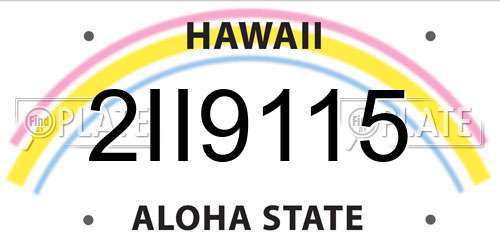 2II9115 Hawaii License Plate