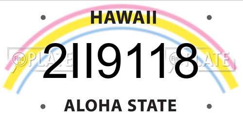2II9118 Hawaii License Plate