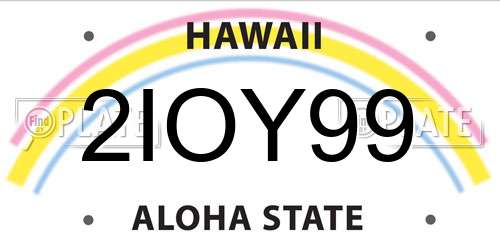2IOY99 Hawaii License Plate