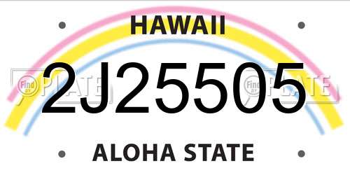 2J25505 Hawaii License Plate
