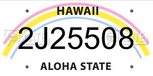 2J25508 Hawaii License Plate