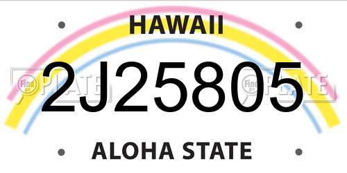 2J25805 Hawaii License Plate