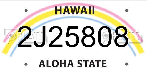 2J25808 Hawaii License Plate
