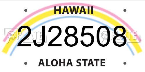 2J28508 Hawaii License Plate