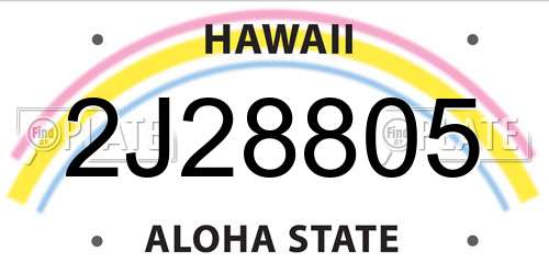 2J28805 Hawaii License Plate