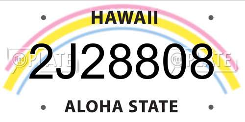 2J28808 Hawaii License Plate