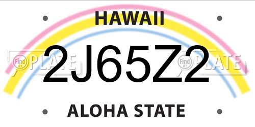 2J65Z2 Hawaii License Plate