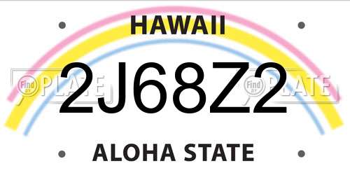 2J68Z2 Hawaii License Plate