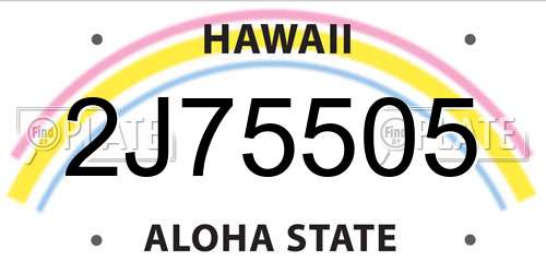 2J75505 Hawaii License Plate