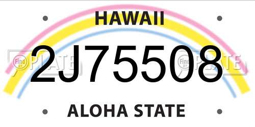 2J75508 Hawaii License Plate
