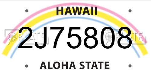 2J75808 Hawaii License Plate