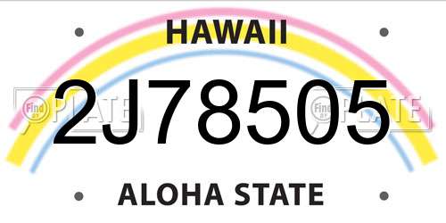 2J78505 Hawaii License Plate